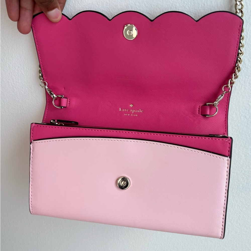 Kate Spade Scallop Edge Crossbody Bag – Light Pink & Hot Pink Interior